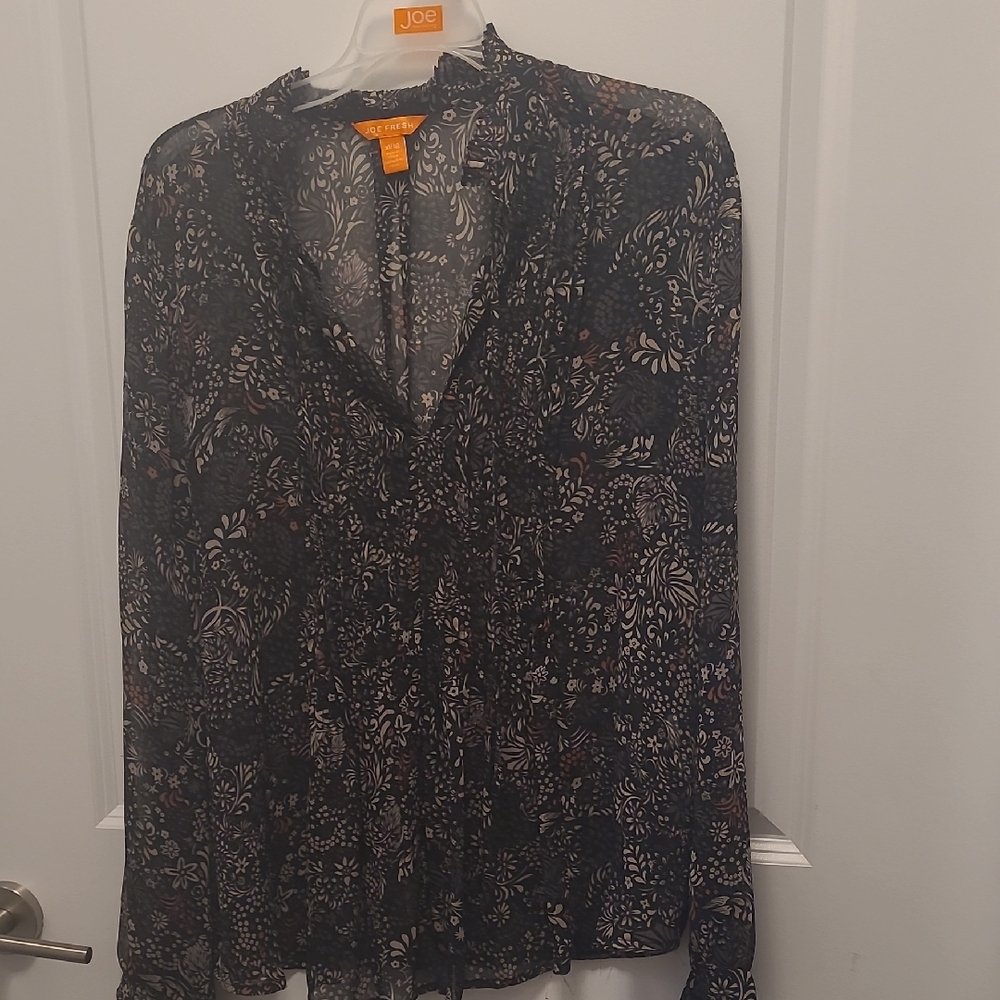 Joe Fresh Black Floral Blouse